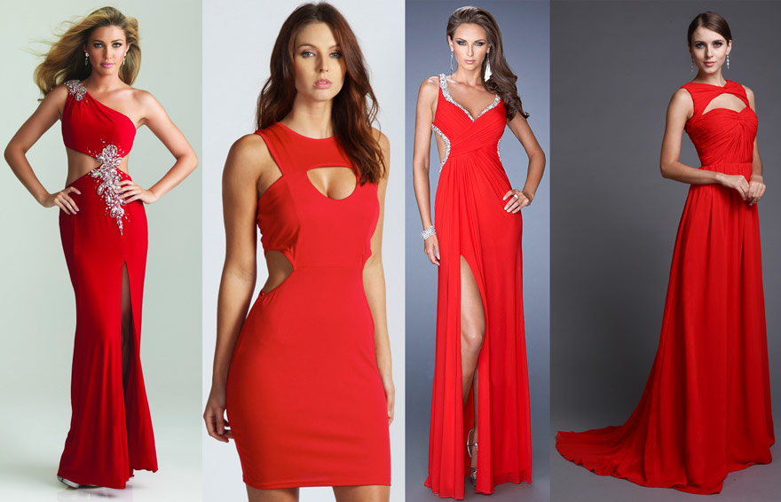 robes de soirée rouges sexy découpé