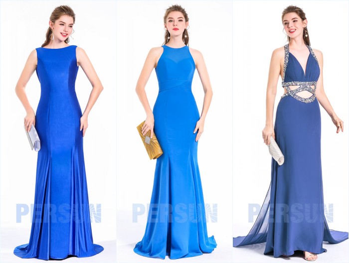 robes de soirée sirène lognues bleues 2018