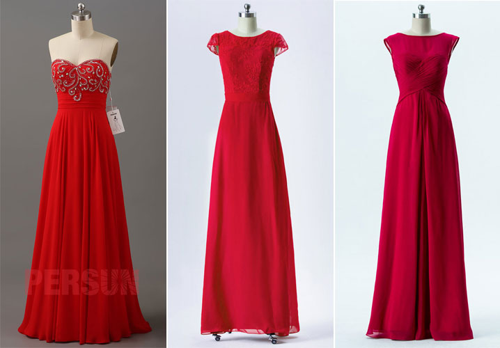 robes longues rouge pour cérémonie mariage