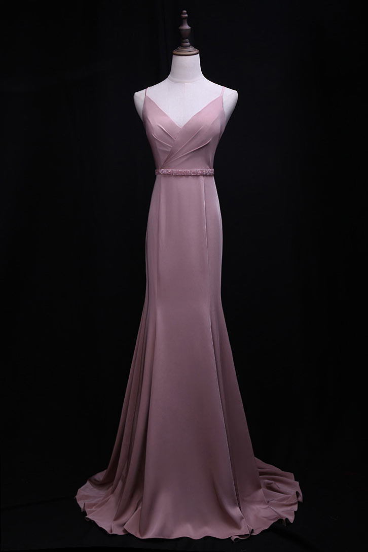 robe de soirée rose sirène simple