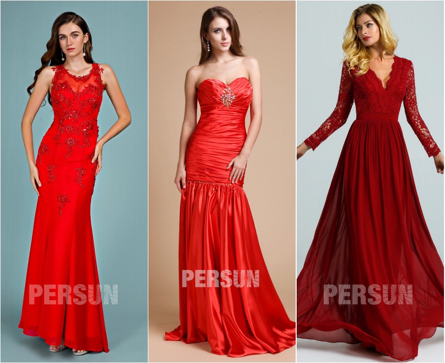 robe de soirée longue rouge 