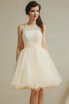 Robe cortège de mariage tutu jaune pale avec broderies