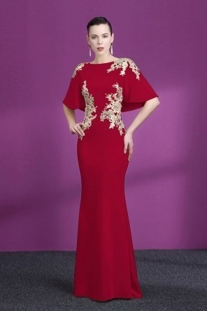 Robe de gala sirène longue avec manche brodée