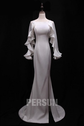 Robe de gala sirène à manche longue avec fente