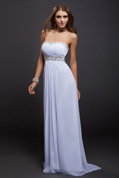 Robe soirée élégante taille empire ornée de bijoux