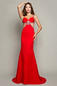 Robe soirée sexy stras dos nu en mousseline