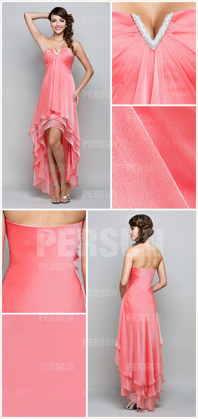robe de bal rose haut-bas