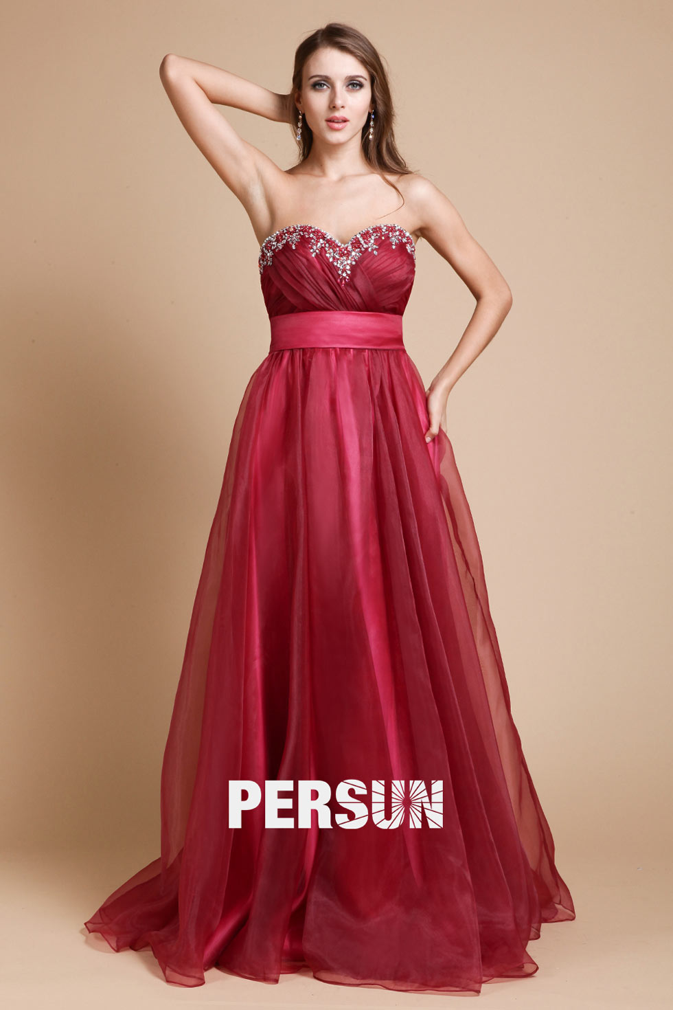 Robe gala bustier empire stras longue sol
