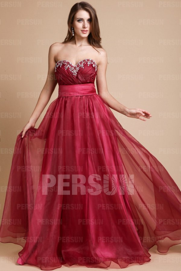 Robe gala bustier empire stras longue sol