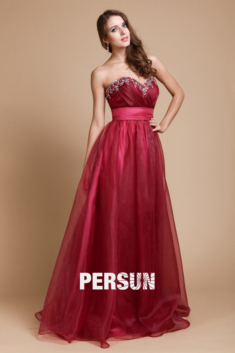 Robe gala bustier empire stras longue sol