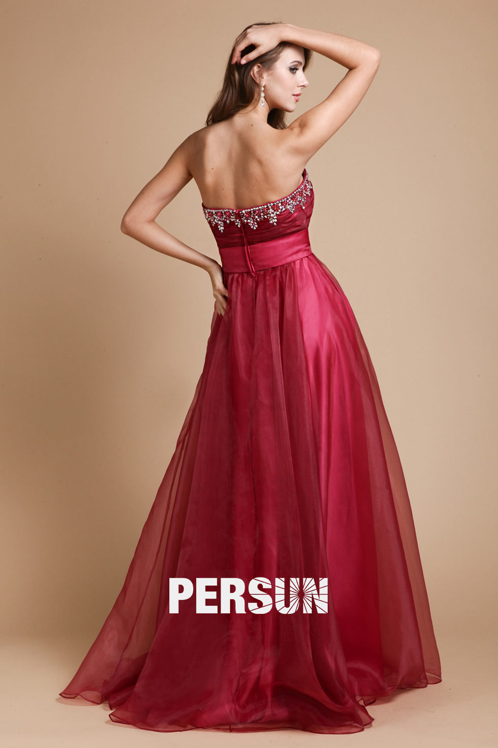 Robe gala bustier empire stras longue sol