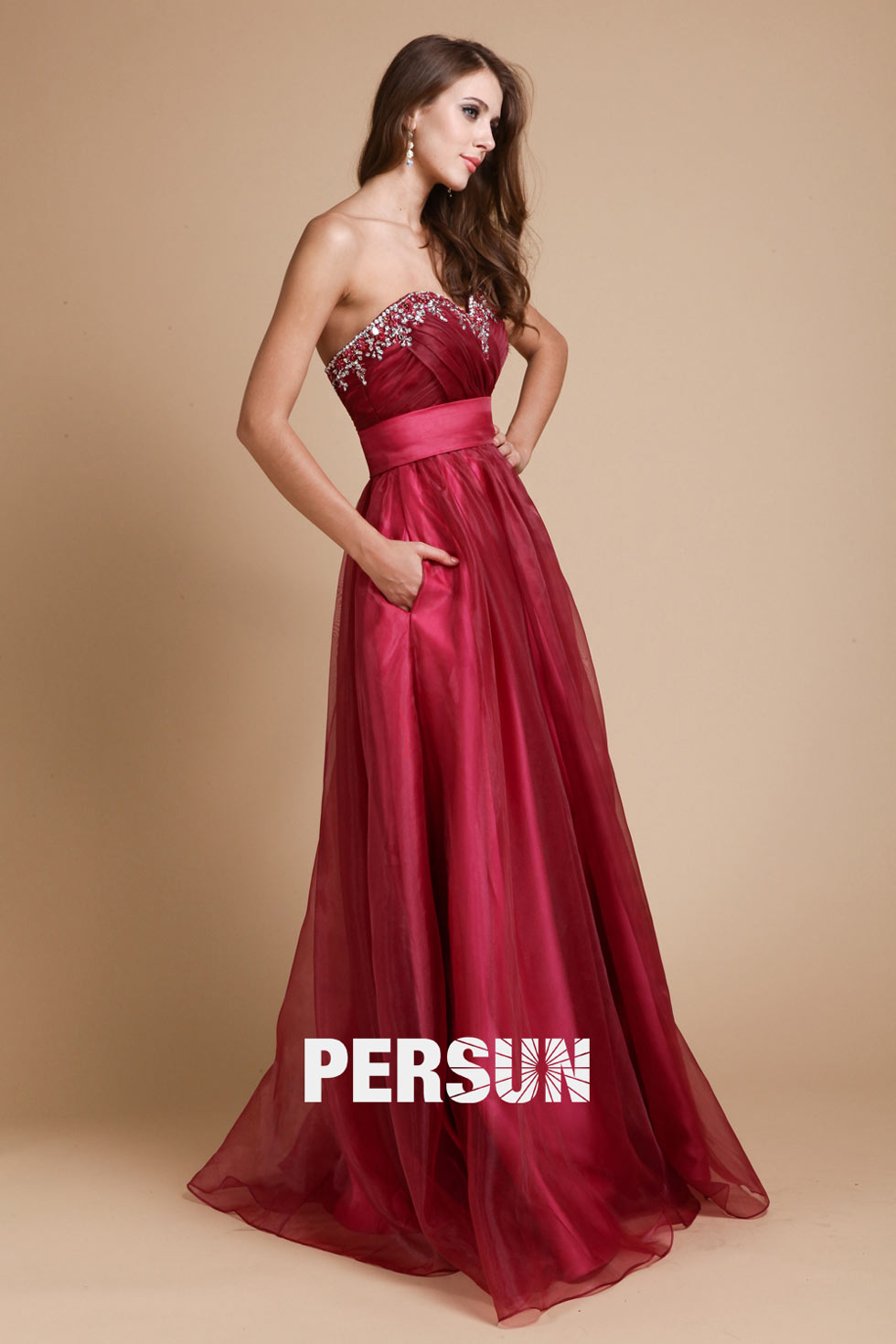 Robe gala bustier empire stras longue sol