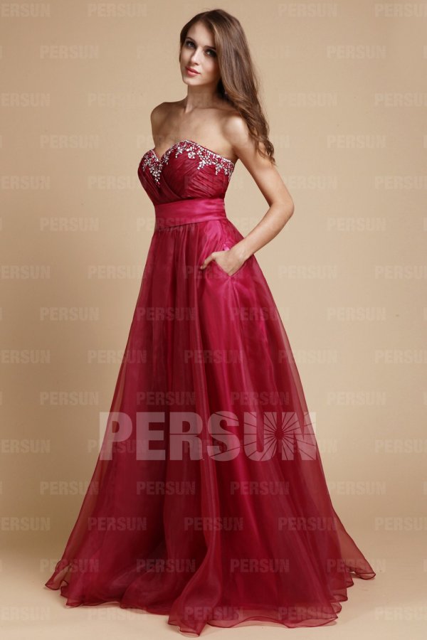 Robe gala bustier empire stras longue sol