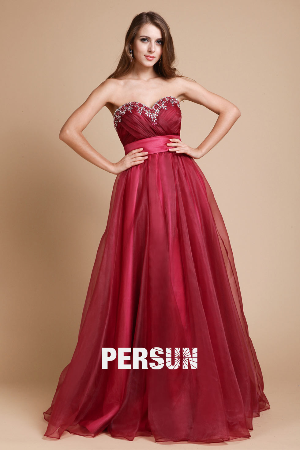 Robe gala bustier empire stras longue sol