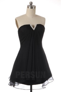 Robe cocktail courte encolure V sans bretelle