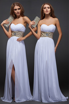 Robe bal bustier plissée stras taille empire