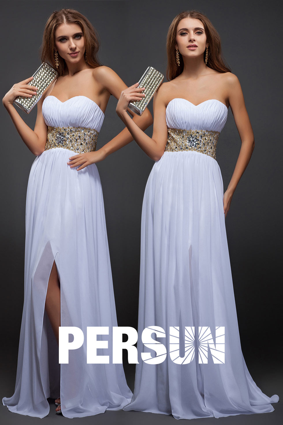 Robe bal bustier plissée stras taille empire