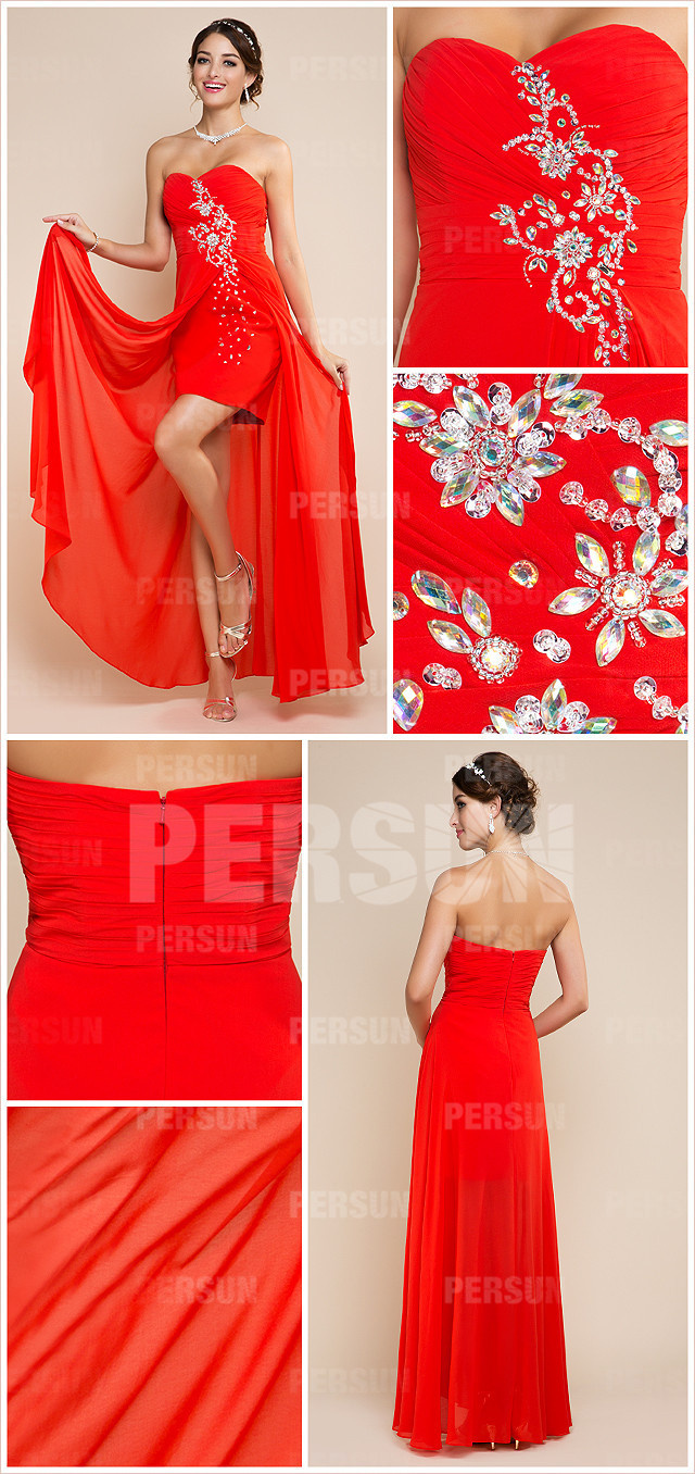 robe rouge élégante avec strass chic