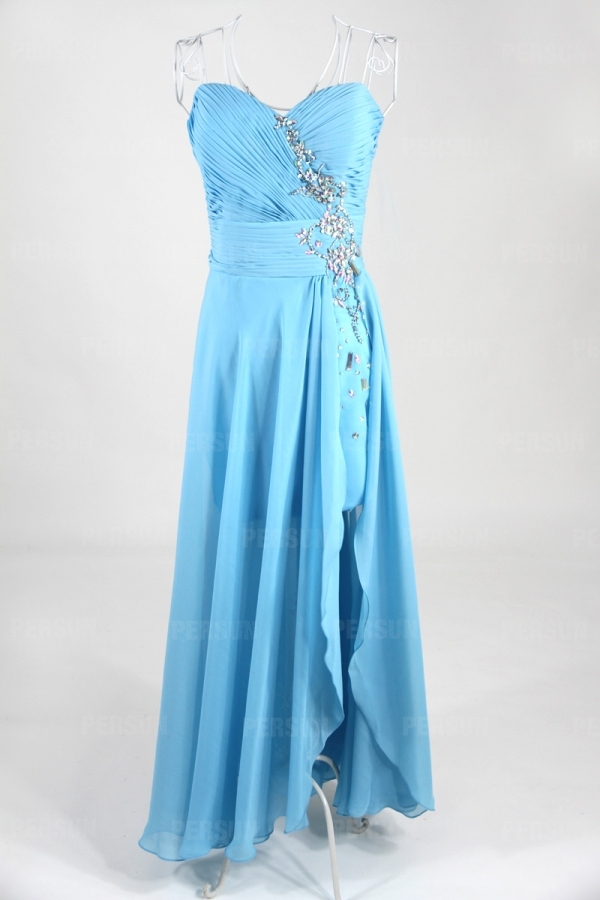 Robe bal bustier stras courte devant longue derrière