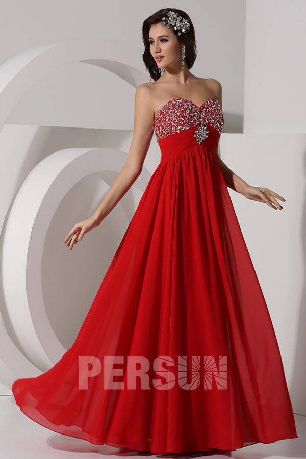 Robe soirée bustier stras longue sol