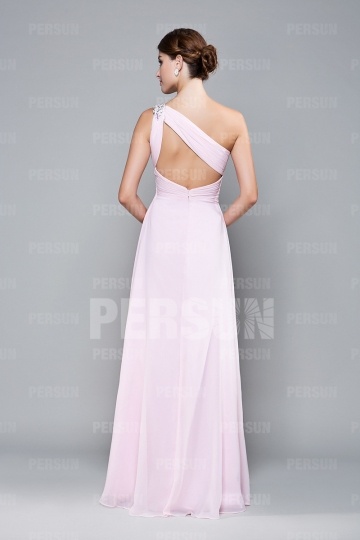 Robe bal bijoux épaule asymétrique longueur sol