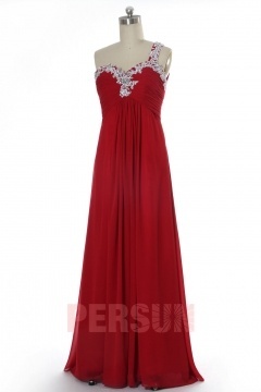 Robe longue bordeaux asymétrique empire dos découpe bijoutée