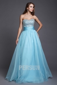 Robe gala bustier élégante stras en organza