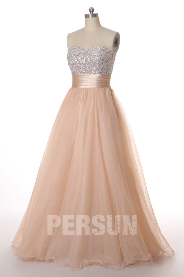 Robe gala bustier élégante stras en organza