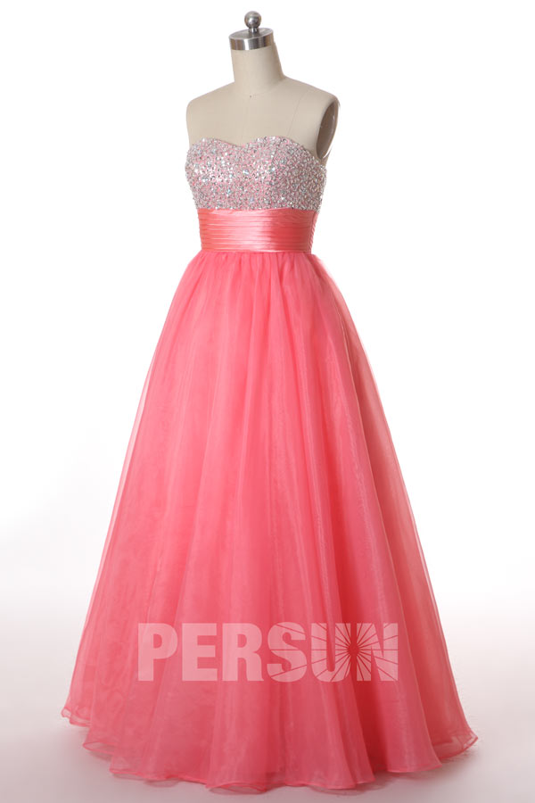 Robe gala bustier élégante stras en organza
