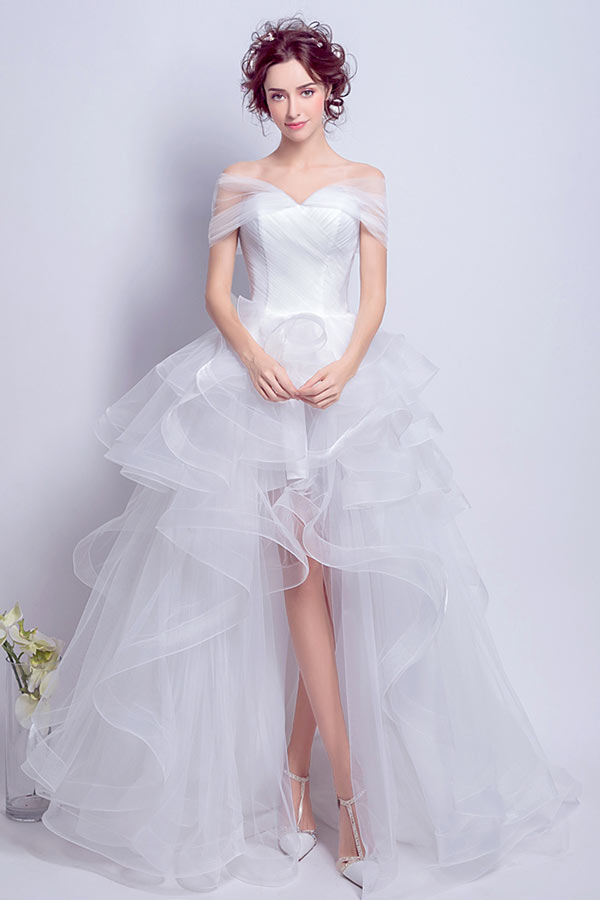 Bohème robe de mariée épaule découverte ligne A