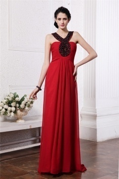 Robe soirée rouge style empire longue sol
