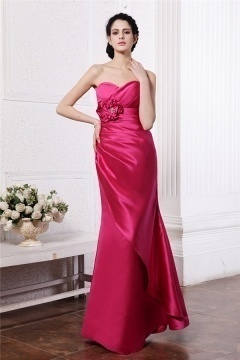 Robe soirée bustier empire longue sol avec fleur fait-main