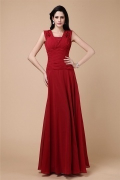 Robe soirée rouge plissée style empire longue sol