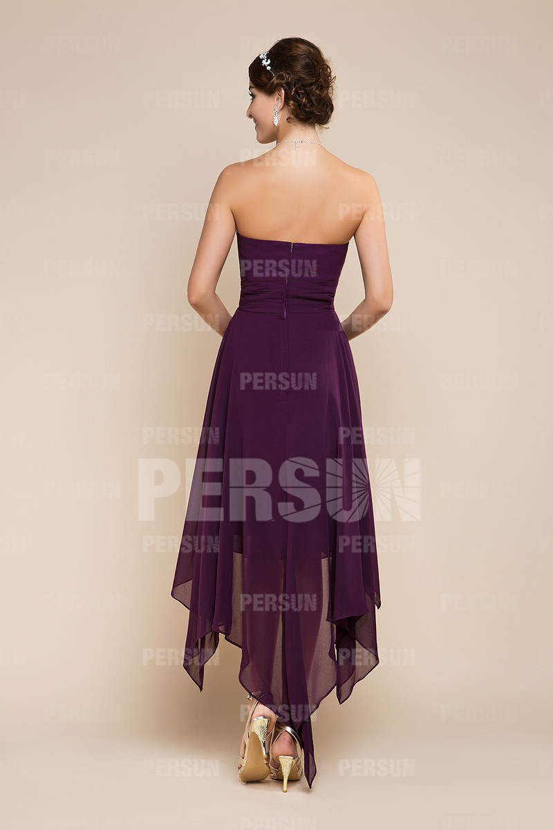 Robe cocktail bustier cœur courte devant longue derrière