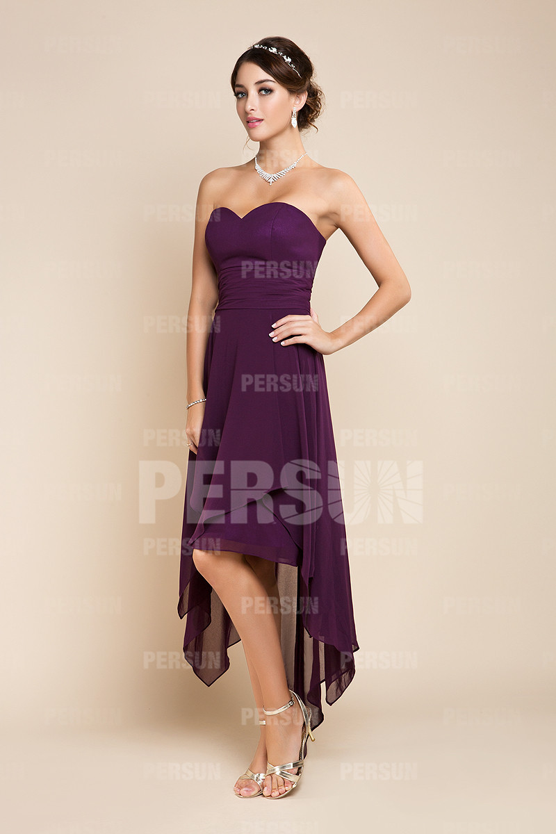 Robe cocktail bustier cœur courte devant longue derrière