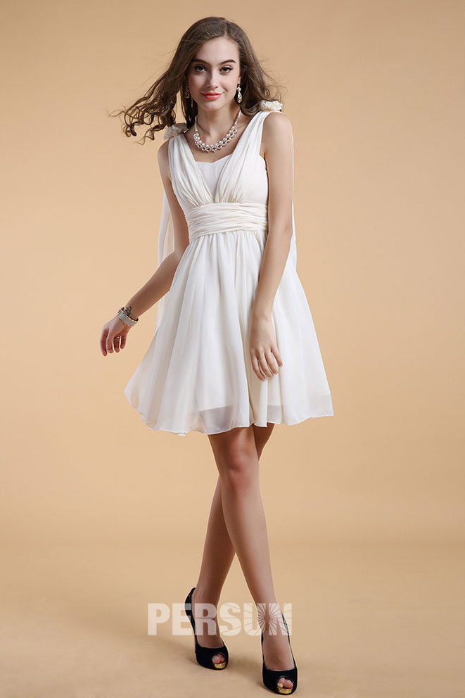 Robe courte aux genoux avec bretelles pour mariage d'été