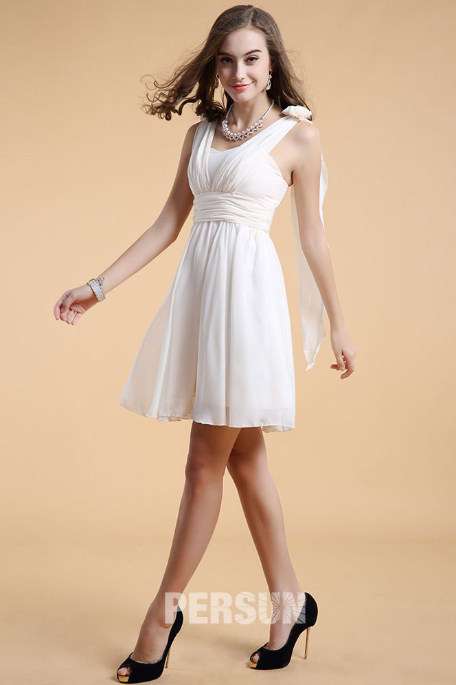 Robe courte aux genoux avec bretelles pour mariage d'été