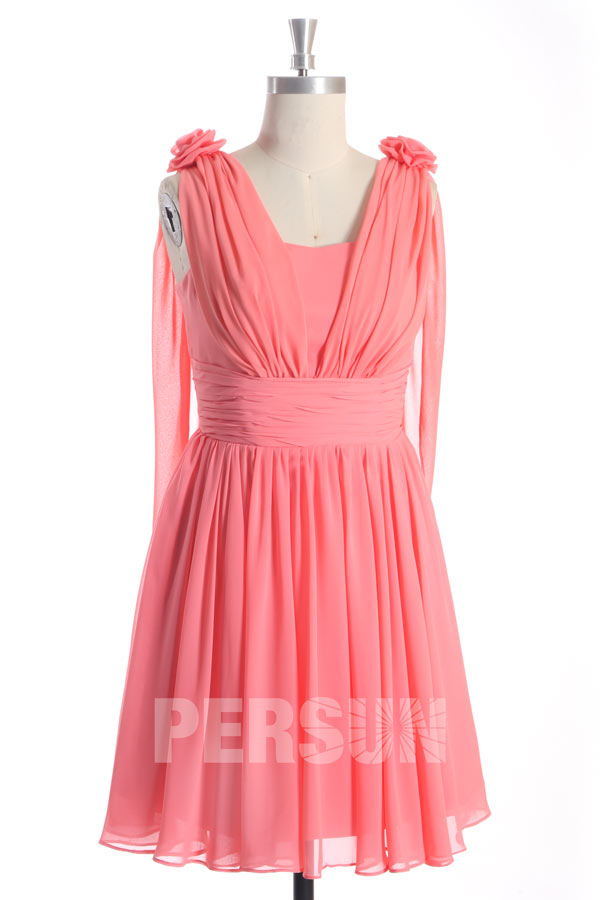 Robe courte aux genoux avec bretelles pour mariage d'été