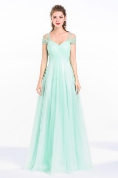 Robe chic cérémonie décolletée en coeur à mancherons en tulle