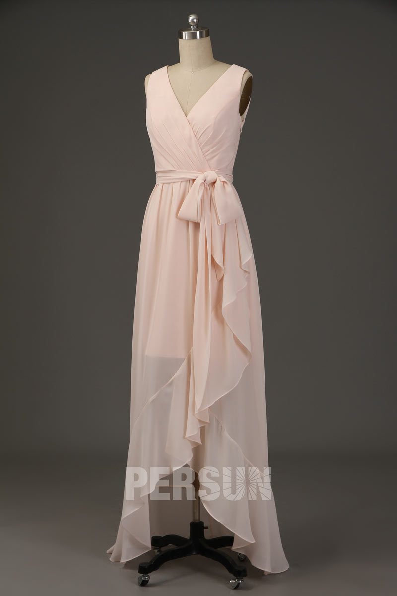 robe rose de cocktail mariage bustier plissé courte devant longue derrière