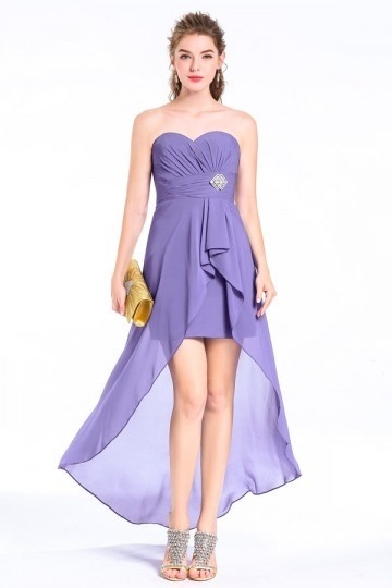 Robe soirée courte devant longue derrière orné de strass