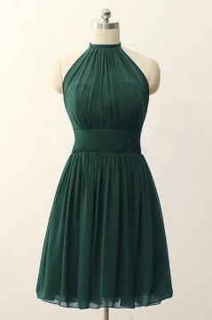 Robe de cocktail courte pour mariage encolure illusion
