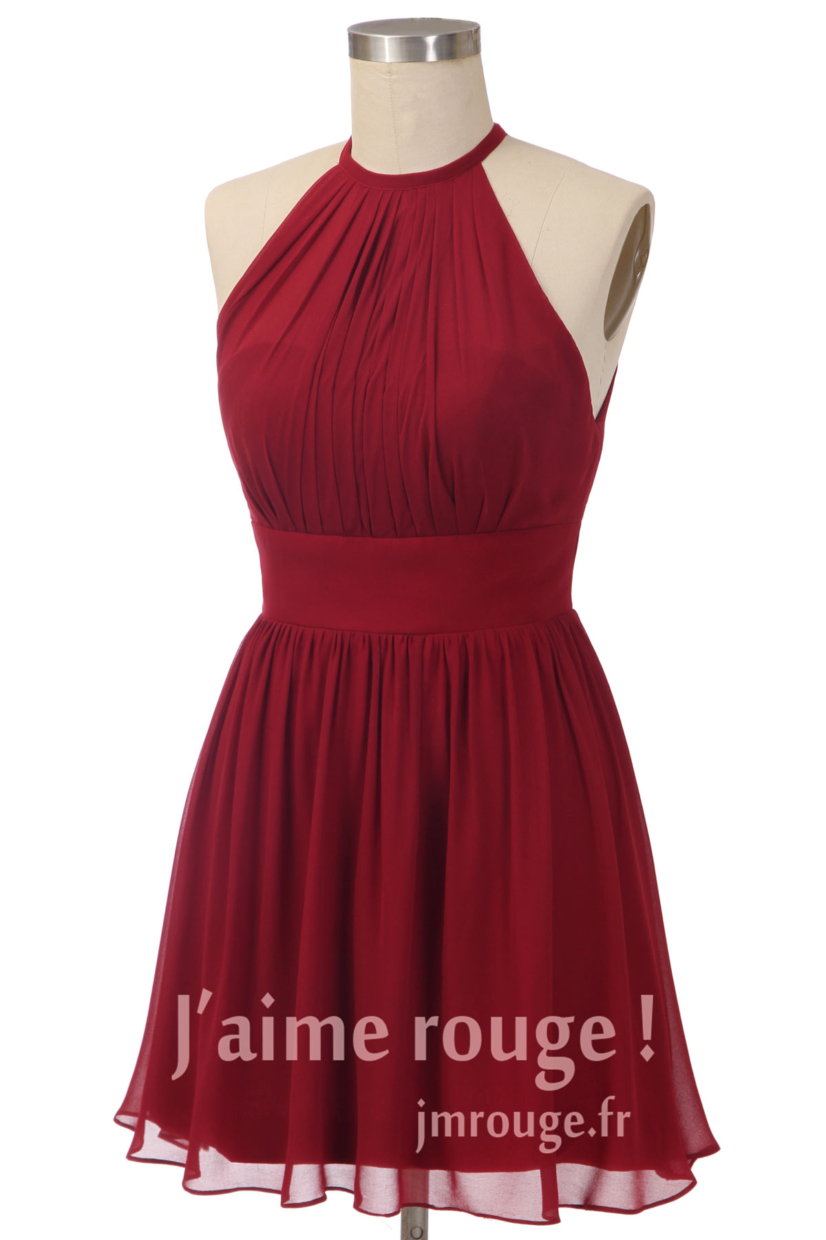 Robe de cocktail courte pour mariage encolure illusion