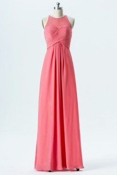 Robe cocktail mariage corail longue dos découpé