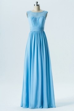 Robe de soirée bleu longue dos échancré en V