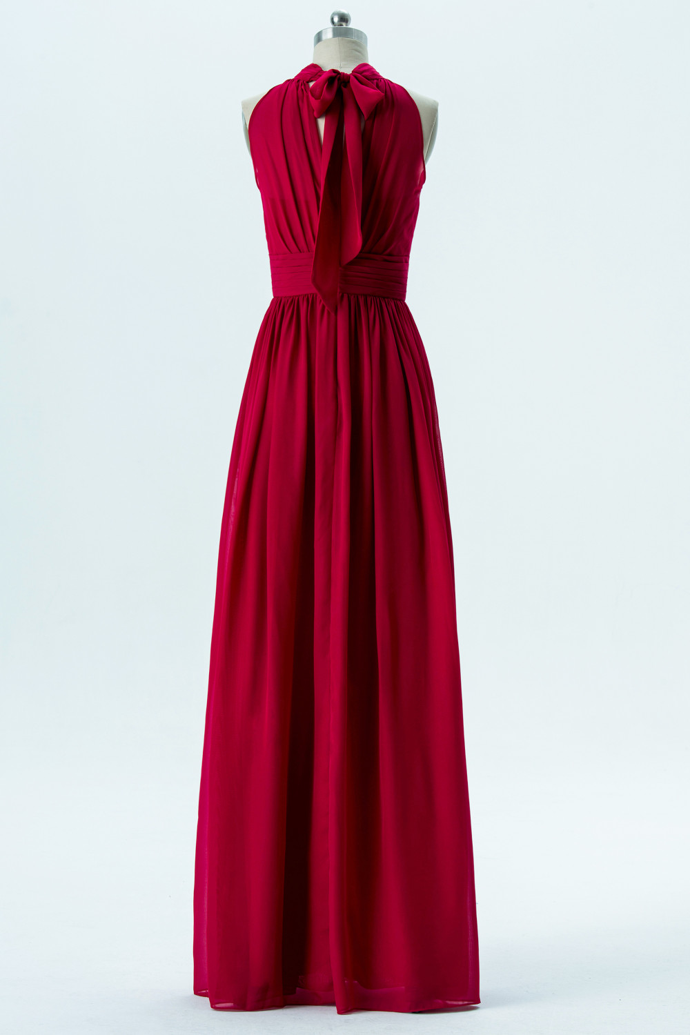 Robe bordeaux rouge longue pour cérémonie mariage en mousseline