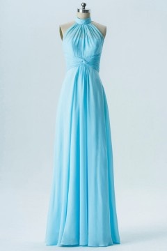 Robe de cérémonie turquoise longue halter dos nu