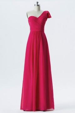 Robe rouge cerise habillée longue asymétrique pour cérémonie