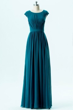 Robe de soirée verte pin simple dos découpe goutte d'eau