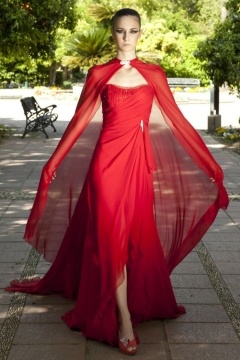 Étole de soirée rouge longue en tencel